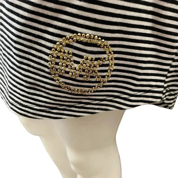 Michael Kors  Striped Black White Shirt Mini Dress Size Large - Picture 6 of 10